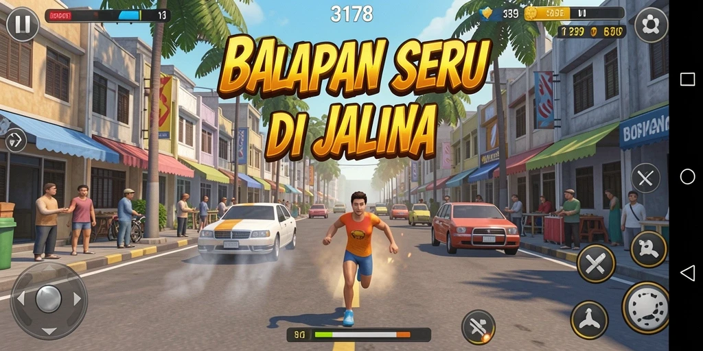 Tampilan gameplay balapan yang menegangkan di 3178.