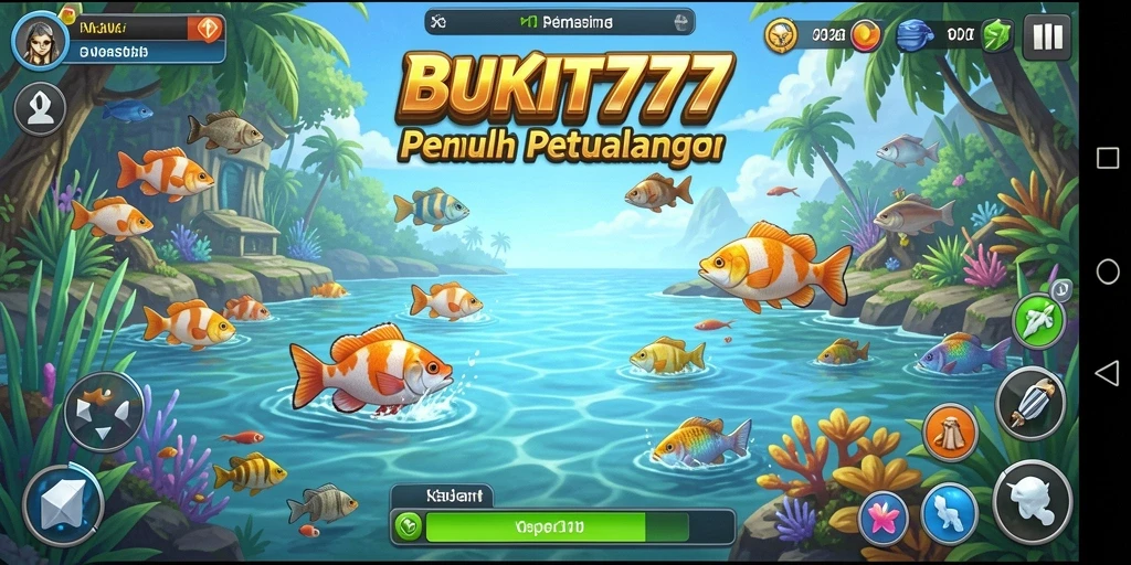Tampilan gameplay menarik BUKIT777 saat menangkap ikan.