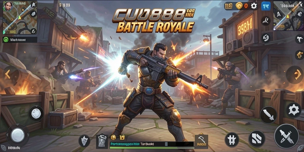 Tampilan gameplay CU888 di medan pertempuran Battle Royale.