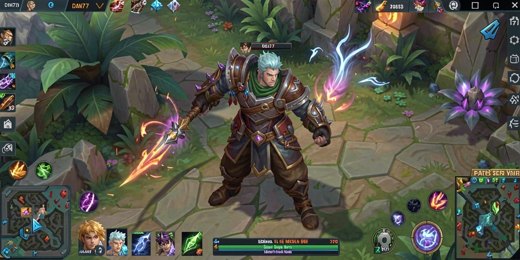 Tampilan seru dalam pertarungan gameplay DAN777 di arena MOBA.