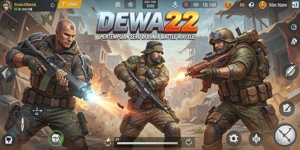 Gameplay intens DEWA22 dalam pertempuran Battle Royale.