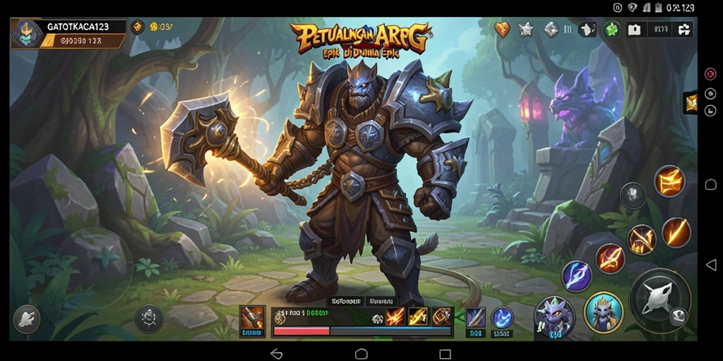 Screenshot gameplay menunjukkan aksi pertempuran di <strong>GATOTKACA123</strong>.