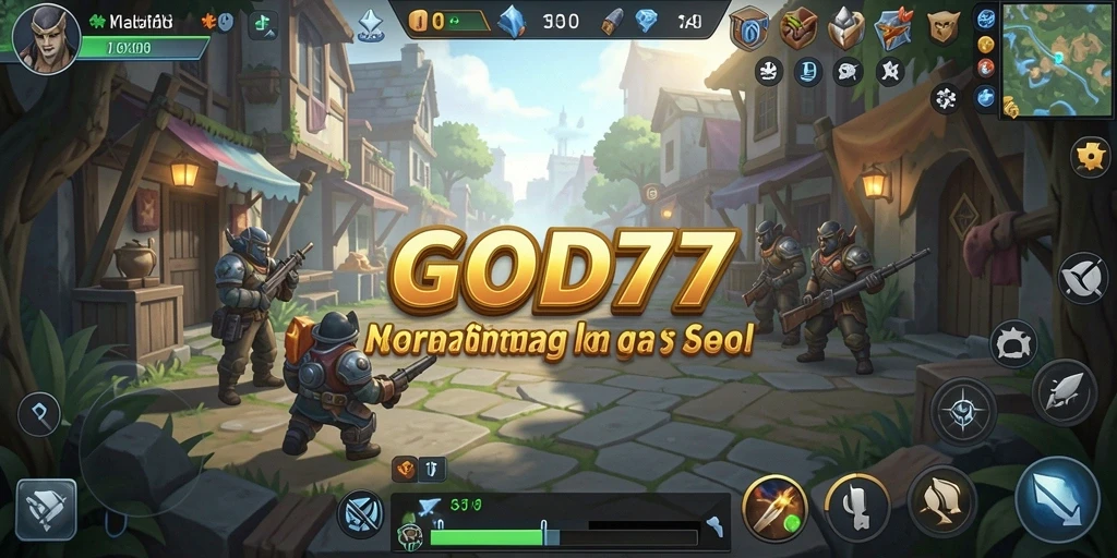 Tangkapan layar gameplay GOD77 menampilkan pertempuran strategi yang epik.