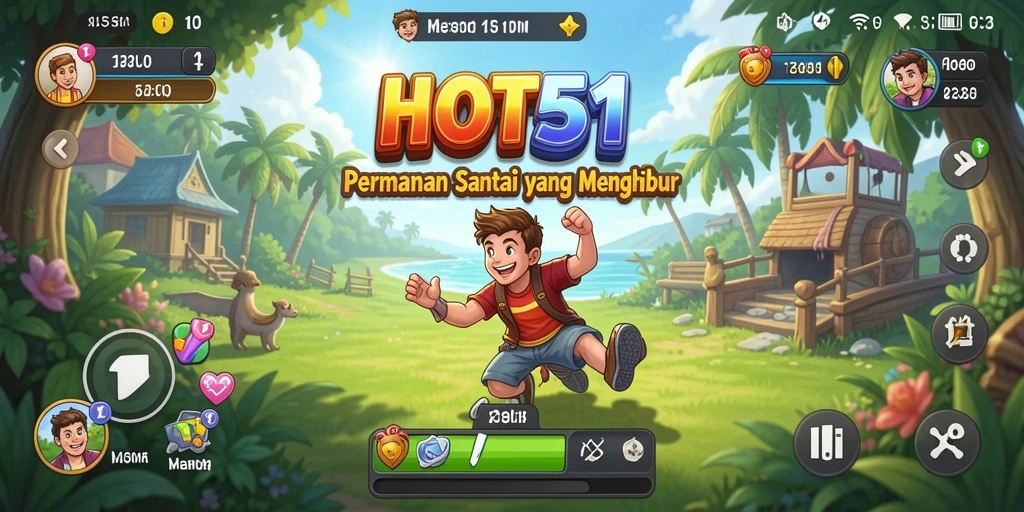 Tampilan gameplay HOT51 menampilkan keseruan permainan yang penuh warna.