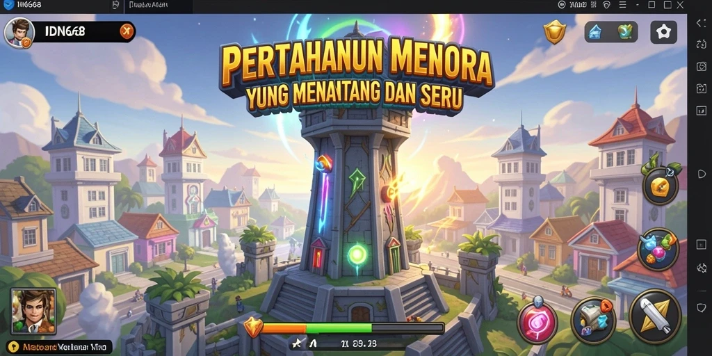 Tampilan seru gameplay Tower Defense di IDN668.