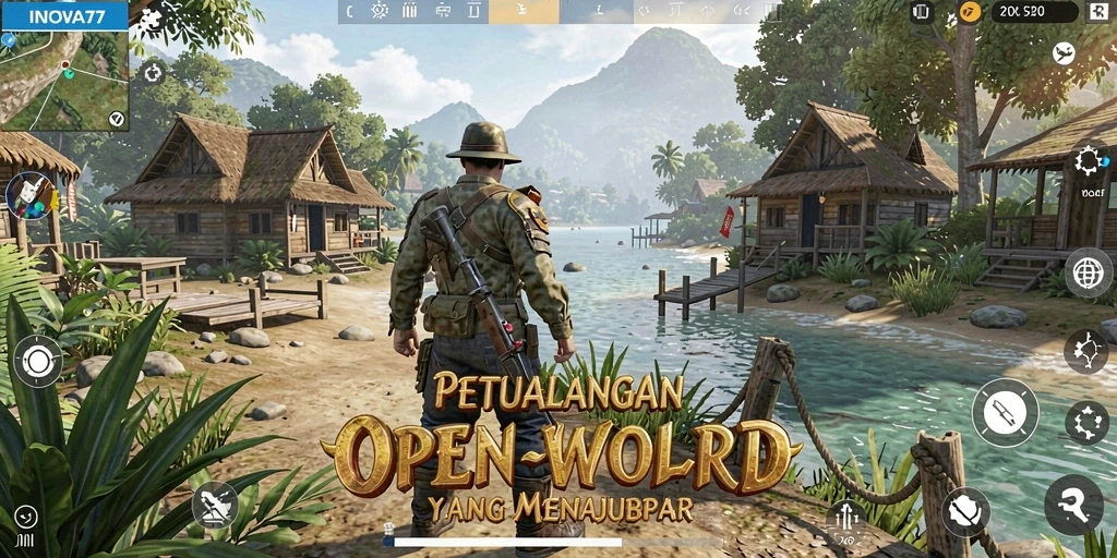 Screenshot gameplay <strong>INOVA77</strong> menampilkan petualangan Open World yang epik.