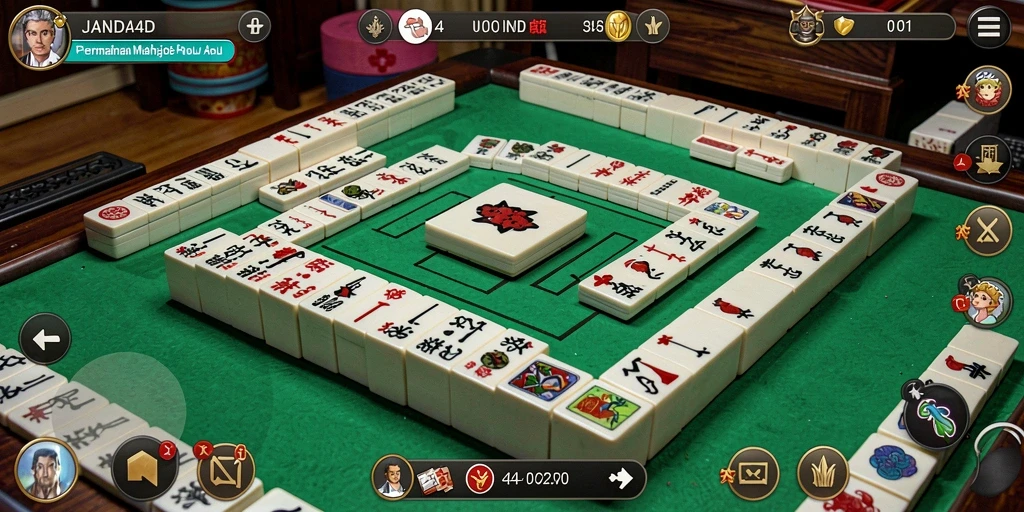 Tampilan gameplay seru dari JANDA4D dengan ubin Mahjong yang indah.