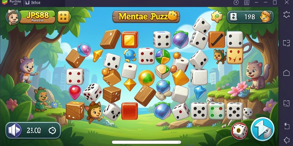 Screenshot menunjukkan gameplay menantang dari JPS88 dengan berbagai level Puzzle.