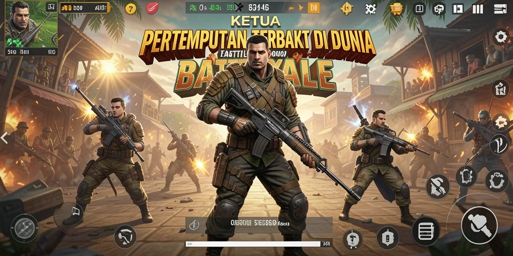 Tampilan gameplay KETUA yang menegangkan di dunia Battle Royale.