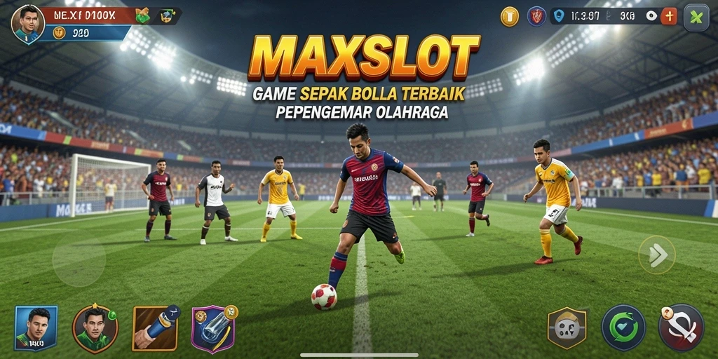 Gameplay seru dalam MAXSLOT memperlihatkan aksi sepak bola nyata.