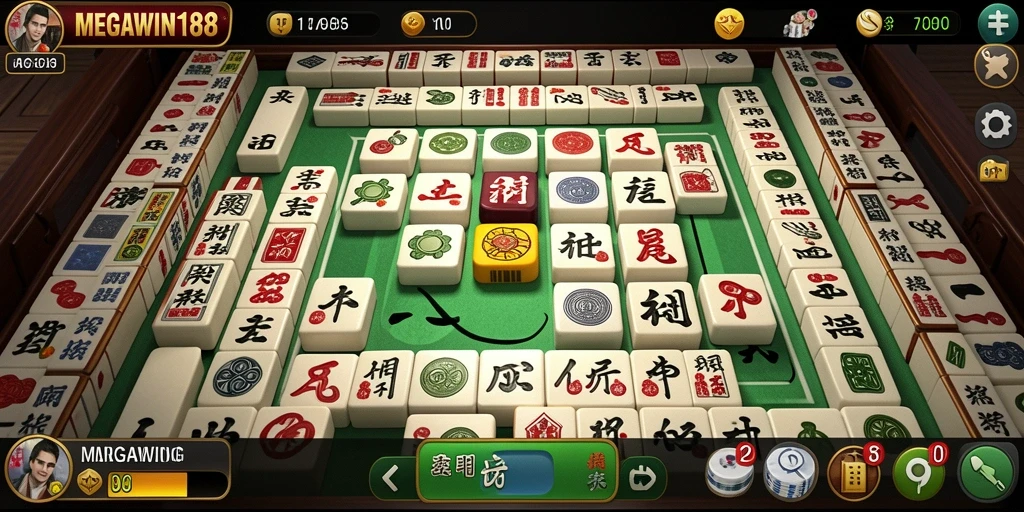 Screenshot gameplay MEGAWIN188 dengan visual Mahjong yang menarik.