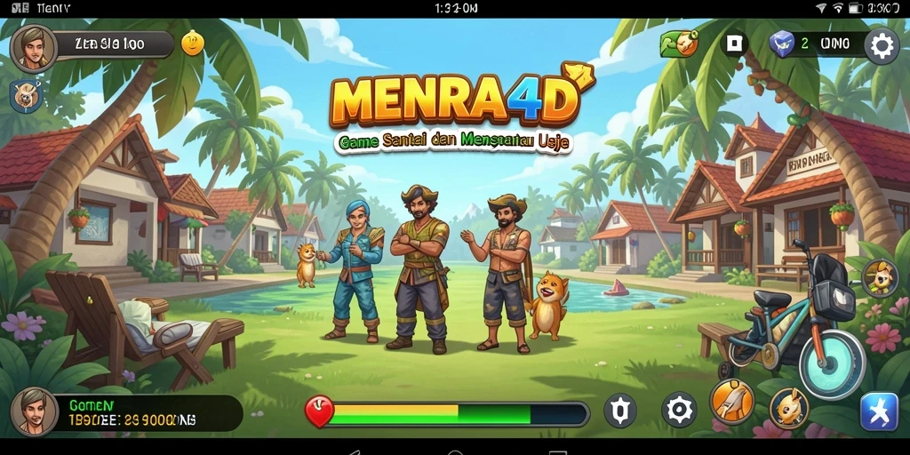 Tampilan gameplay MENARA4D dengan blok-blok menarik dan menara yang megah.