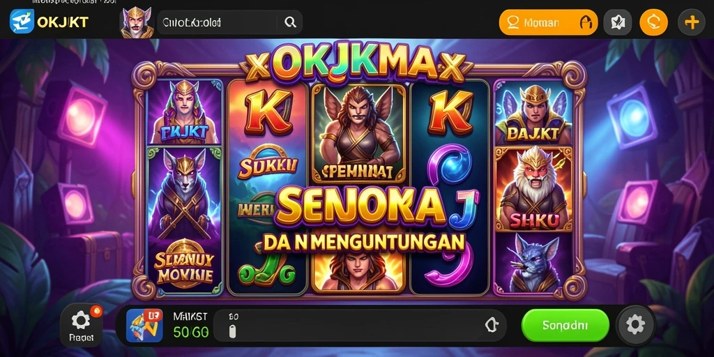 Screenshot gameplay OKJKT menampilkan permainan slot yang mendebarkan.