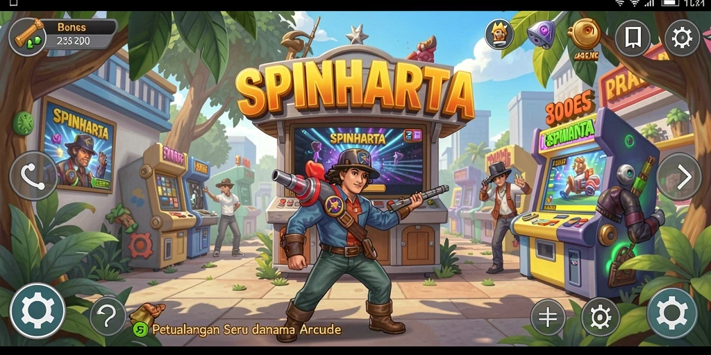 Tampilan gameplay SPINHARTA yang seru dan penuh warna.