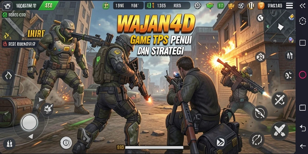 Tampilan gameplay menegangkan dalam WAJAN4D dengan aksi TPS.